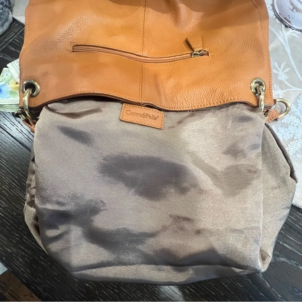 Elegant Currie & Pelle Tan Leather Handbag with Gold Accent